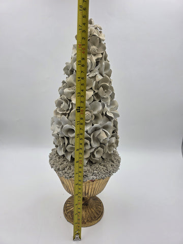 Vintage Large Italian Porcelain Floral Topiary Urn Capodimonte Style 17.5". Read