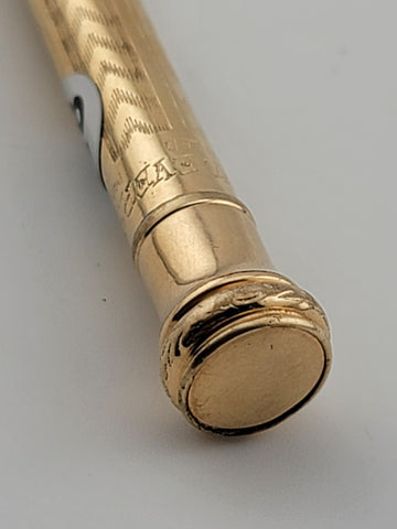 Antique English Victorian 14K Gold Filled Propelling Pencil Engraved 1927.