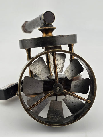Antique No.1974 Brass Air Meter Anemometer w/ Sand Timer, Circa 1900 Mining Tool