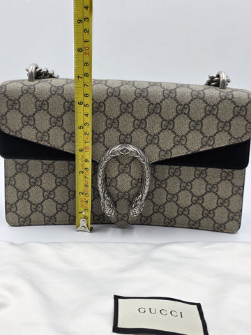 New W Tag Gucci GG Supreme Dionysus Medium Shoulder Bag with Chain Strap.