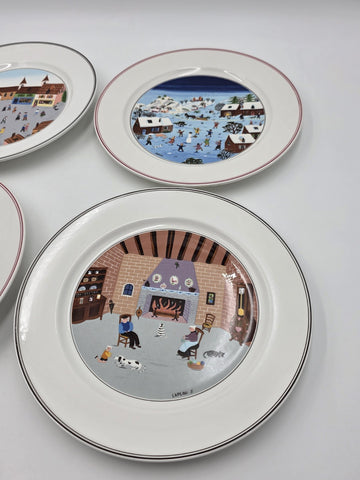 Villeroy & Boch Naif Laplau 4 Dinner Plates Christmas Village Noah Ark 10.5 Inch