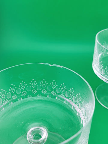 2 Rosenthal Crystal Champagne/ Sherbet glasses, Linie pattern. Minor Knicks.