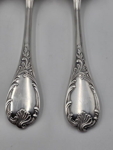 Set 4 Christofle France Silverplate Louis XV Rococo Dinner Table Spoons Flatware