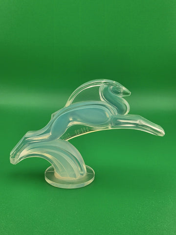 1930s Sabino France Signed Opalescent Leaping Gazelle Art Deco Glass Figurine