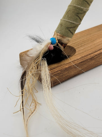 Vtg Custom Native Hand Made Stonehead Tomahawk Axe Hatchet Leather Wrap Fringes