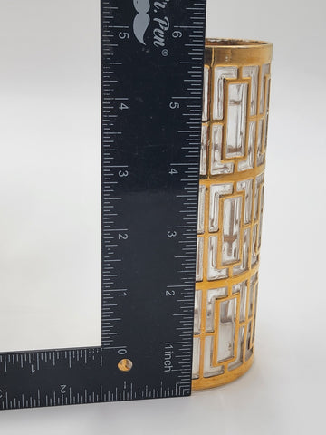 8 Vintage Mid Century Imperial Glass 22k Gold Shoji Trellis Highball Tumblers