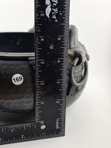 Hittite Artefacts, Hand Hammered Copper Bowl Pot with 3 Brass Hittite Sirens.