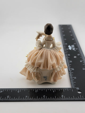 Set Of 2 Antique 19th C Victorian Dersden Germany Laced Figurine Man & Lady.