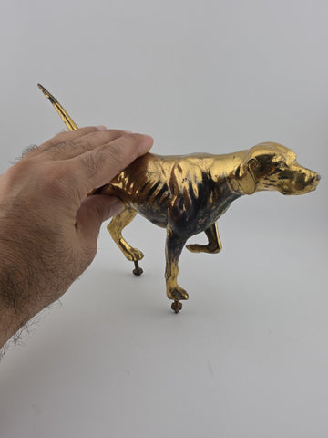 Rare Antique Victorian 19th C Brass Pointer Dog Clock Topper For Mantel Clocks.