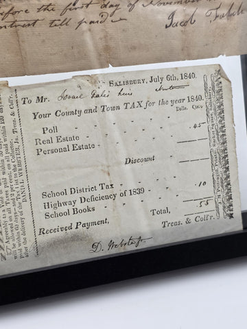 Rare Collection Early 1800s Tax Receipts 1814 1818 1840 Salisbury MA Framed Docs