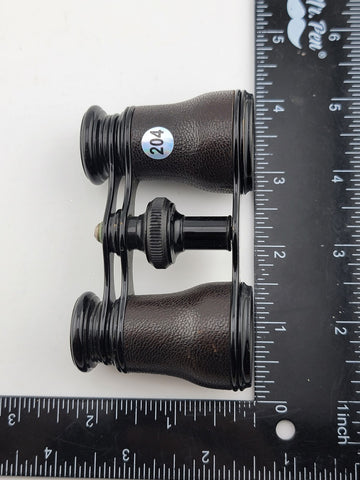 Rare 19th C Antique French Lemaire Black Leather Wrapped Opera Glasses. C 1880.