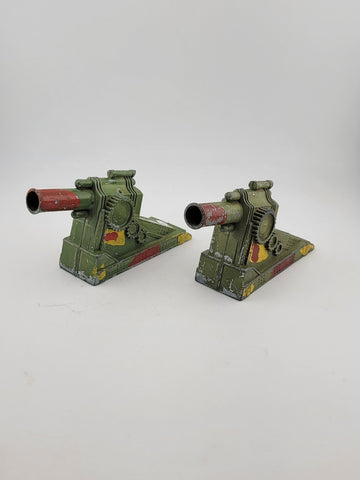Antique Set Of 2 Manoil Barclay Metal Cannon Artillery Spring Firing Action. 5".