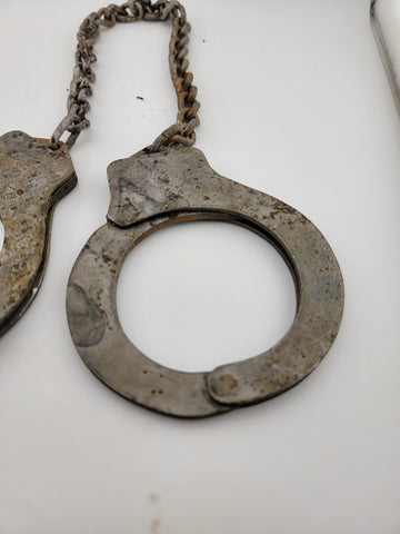 Antique WW2 Era Harvard Lock Company New York Leg Shackles Leg Irons Cuffs