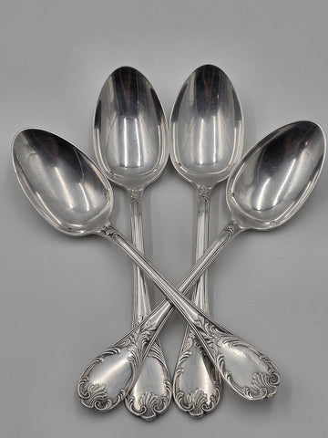 Set 4 Christofle France Silverplate Louis XV Rococo Dinner Table Spoons Flatware