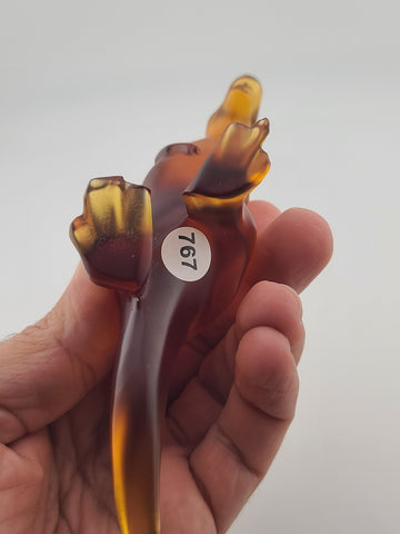 Rare Royales de Champagne Crystal Dinosaur T-Rex Figurine Amber Art Glass France