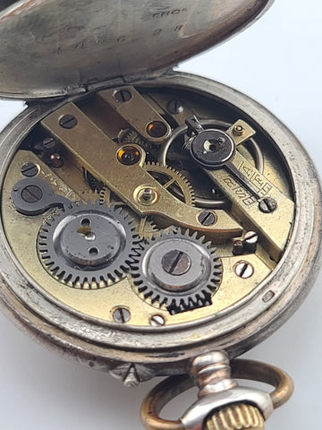 Rare Antique European 800 Silver Pocket Watch C1890 Enamel Dial 33mm. Working.