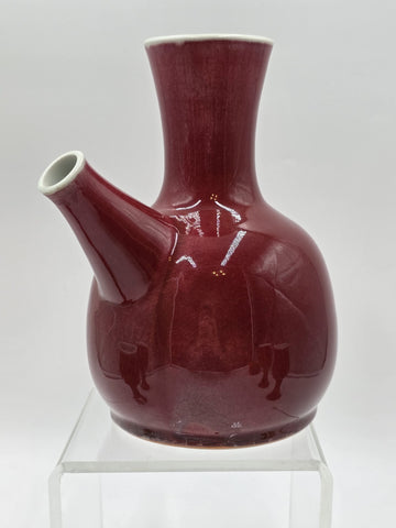 Vintage 1982 Studio Art Porcelain JS Cummings Red Pitcher & 4 Glasses Signed.