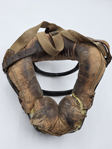Rare Antique C 1920's Cast Iron & Leather Baseball Catcher Umpire Face Mask