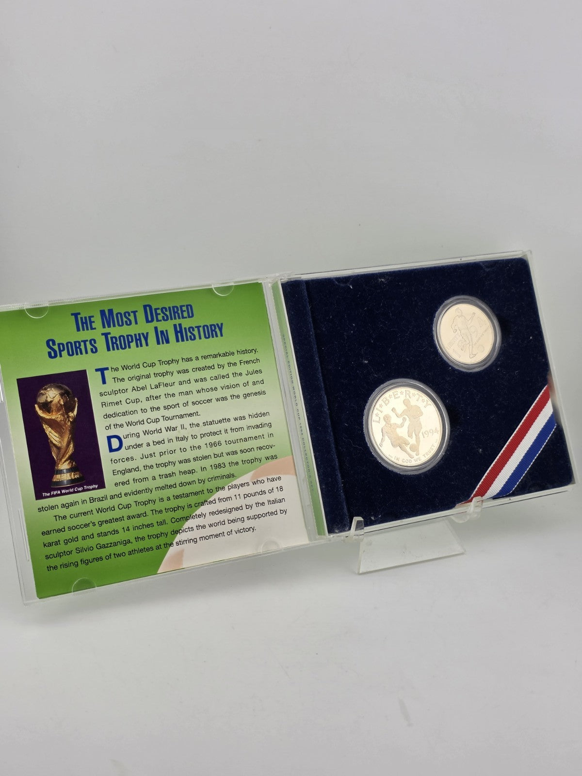 Vintage 1994 World Cup US Mint Silver  Coins set $1 50c US Mint New York /Jersey