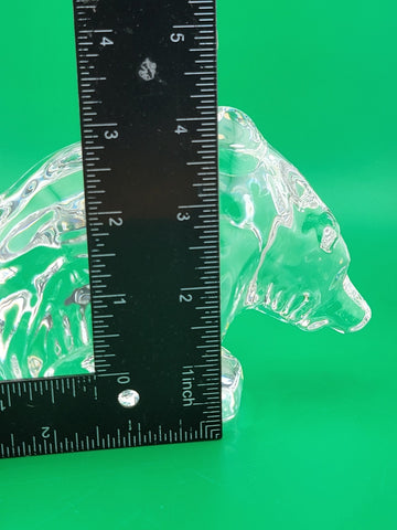 Vintage Orrefors Crystal Grizzly Bear Sculpture Paperweight Signed Swedish Mint