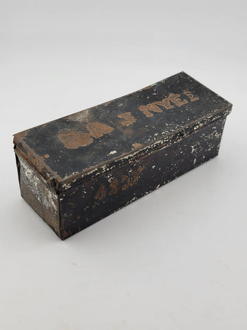 Antique Rare Find Rectangular Tin Box With Lid Date 1829 Belonging To Jhon Nye