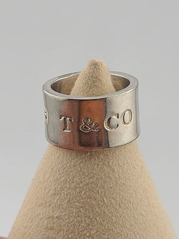 Vtg 1997 Tiffany & Co. 1837 Concave Wide Band Ring Sterling Silver 925  size 6.