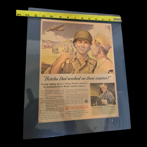 Original 1943 WW2 Studebaker Employee Ad Williams Family, South Bend Indiana