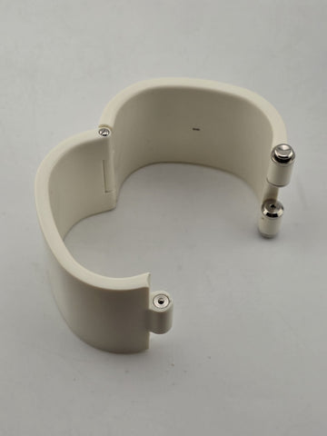 Vintage 2in Thick Dolce & Gabbana Logo Cuff Bangle 81AG White & Silver. 7 Inch