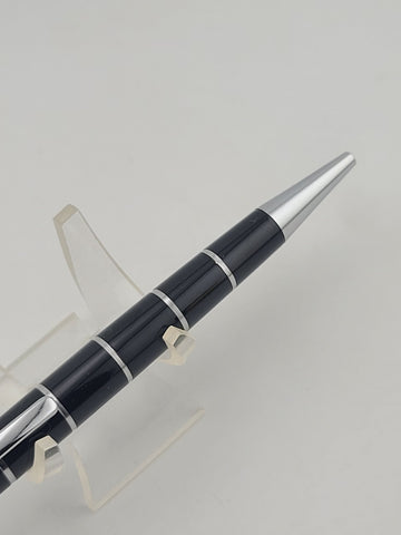 Vintage Trinity De Cartier Ballpoint Pen Black Lacquer Silver Gold Trim France