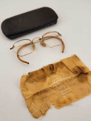Rare Antique B&L Bausch & Lomb 1/10 12K Gold Filled Eyeglasses  1920s W Case.