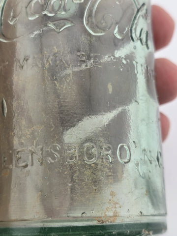 Rare Antique C1907 Straight Side Coca-Cola Bottle Greensboro NC Aqua Glass