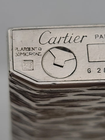 Rate Vintage Cartier Paris 30 Micron Silver Plated Gas Lighter, Bark Design Read