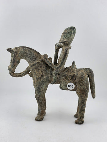 RARE ANTIQUE C 1920 EQUESTRIAN FIGURE BRONZE KOTOKO PEOPLE CHAD CENTRAL AFRICA