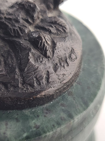 Antique Suzanne Bizard 1873 - 1963 Bronze Sculpture - Girl with Baskets 11 1/2"