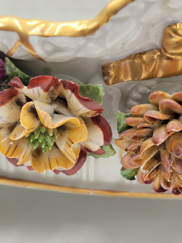 Antique 19th C Large Von Scheierholz German Porcelain Footed Center Bowl. Read.