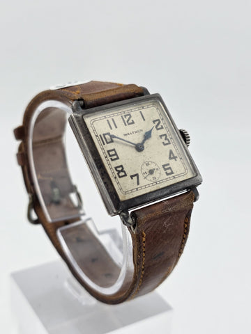 Antique 1930 Waltham 24 Jewel Sterling Silver Fahys Art Deco Wristwatch. Read.