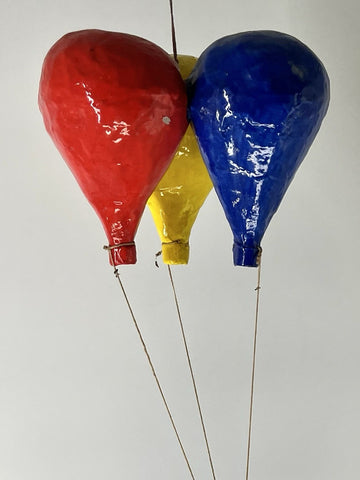 Vintage Unbranded Paper Mache Hanging Circus Clown w/ 3 Balloons