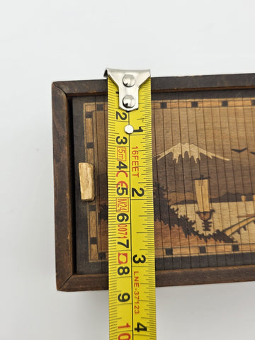 Vintage Japan Traditional Sliding Lid Box Rolltop Trinket Rectangular Wooden Box