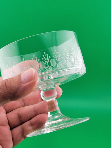 2 Rosenthal Crystal Champagne/ Sherbet glasses, Linie pattern. Minor Knicks.