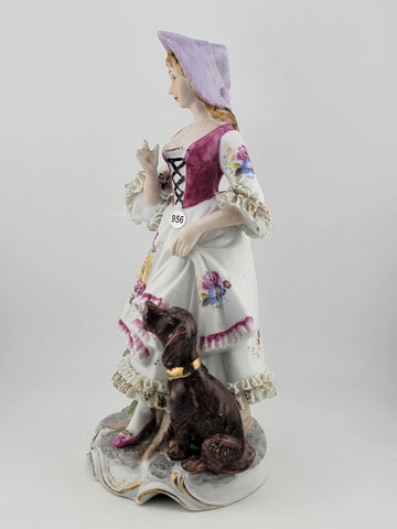 Rare Antique Collectible Porcelain Figurine "Shepherdess" W Dog, Germany.