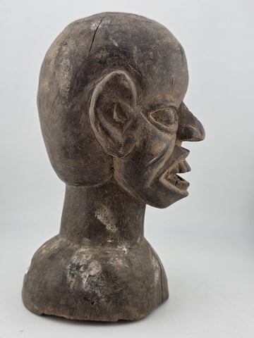 Antique Authentic African Songye Style Tribal Carved Wooden Head Sculpture 9 in