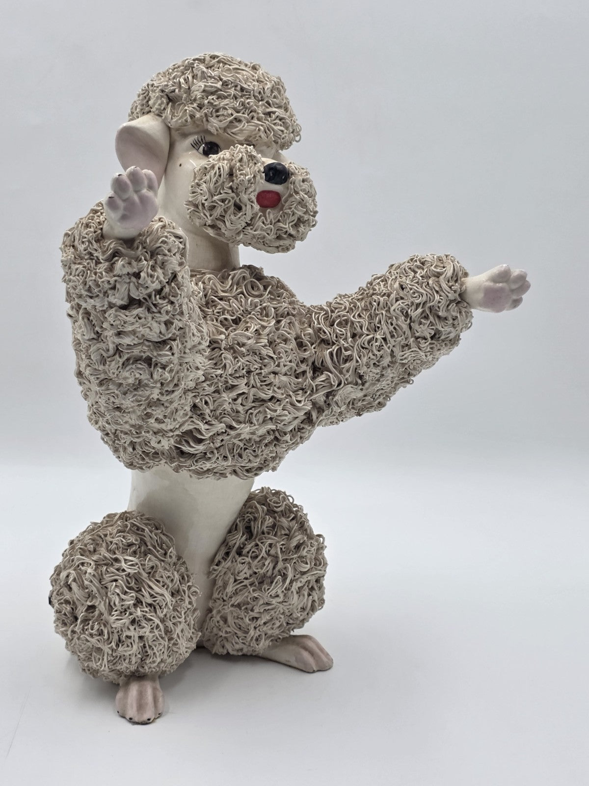 Rare Vintage Mid Century Italian Spaghetti Poodle Ceramic Sculpture 16" Large
