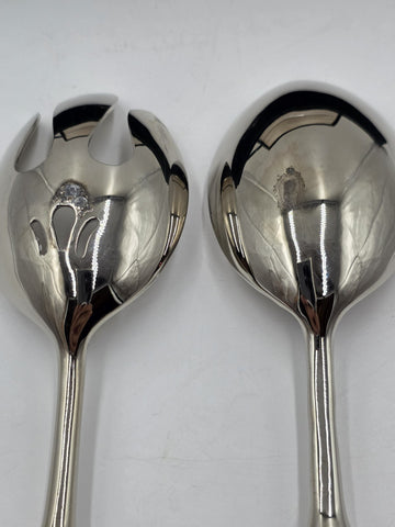VTG GODINGER GSA 2-PIECE GRAPE LEAF SILVERPLATE UTENSIL SERVING NEIMAN MARCUS