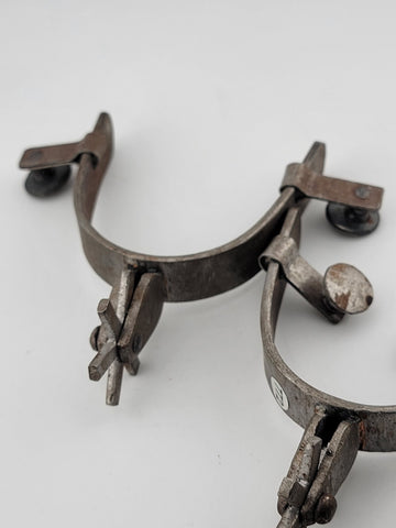 Rare Antique Mexican Charro Chihuahua Spurs Western Cowboy 6 Point Brass plate.