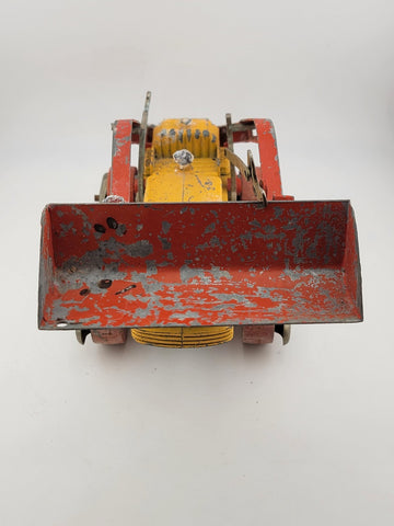 VINTAGE HUBLEY DIESEL VINT DIECAST RED/ORANGE ENML OVERHEAD TOY BULLDOZER