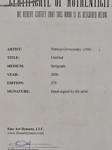 Patricia Govezensky Signed Limited Edition Serigraph 64/375 Framed Color W COA