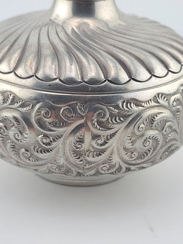 Antique Victorian Derby Silver Co Silverplate Decanter C1900 Chained Stopper
