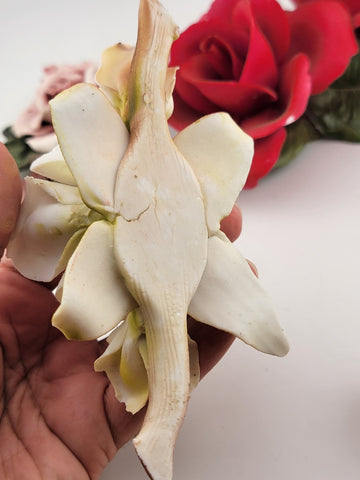 Vintage Various Capodimonte Porcelain Multico Rose Figurines - "Made in Italy".