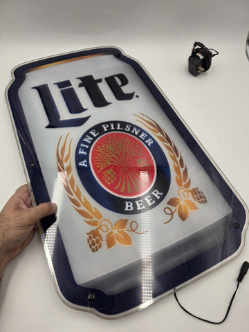 1995 Miller Lite LED Bar Sign Lighted Beer Wall Decor 26” Man Cave Pub. Working.