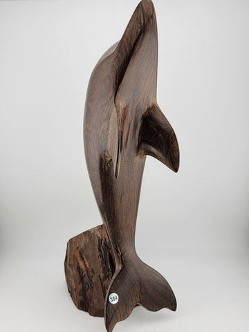 Vintage Ironwood Hand Carved Wood Dolphin Sculpture 13 Inches Tall Retro Deco